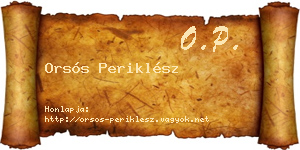 Orsós Periklész névjegykártya
